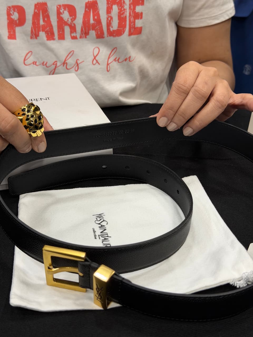 YSL 1:1 Grade Genuine Leather Women's Belt with Complete Box Packaging