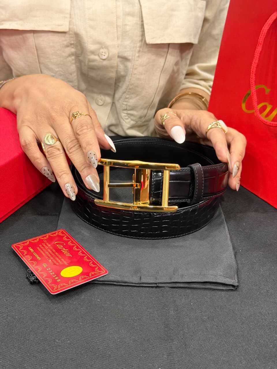 Cartier 1:1 Grade Genuine Leather Women's Belt with Complete Box Packaging