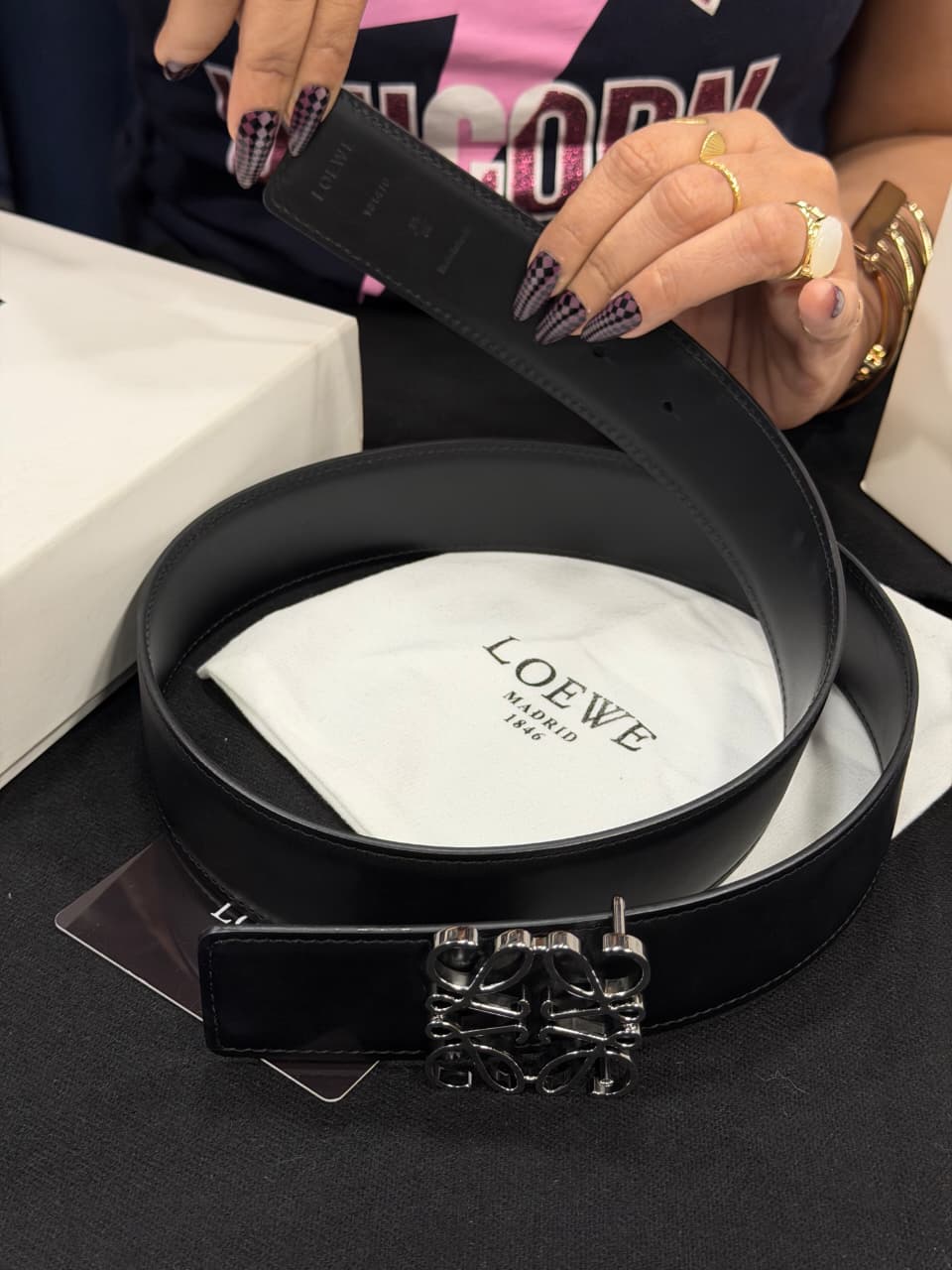 Loewe 1:1 Grade Genuine Leather Women's Belt with Complete Box Packaging