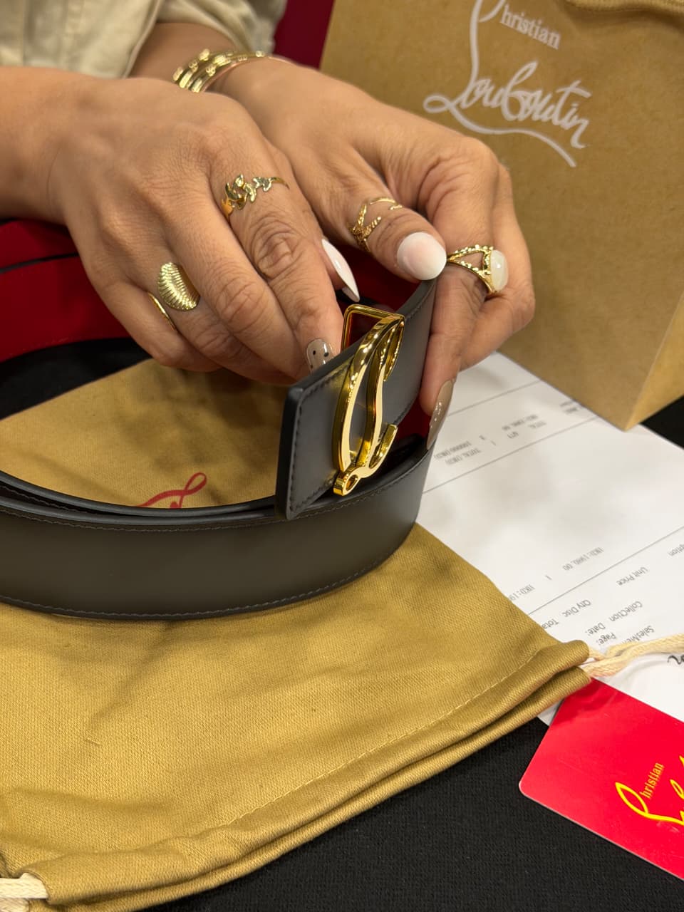 Christian Louboutin 1:1 Grade Genuine Leather Women's Belt with Complete Box Packaging