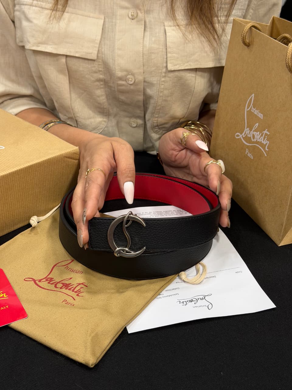 Christian Louboutin 1:1 Grade Genuine Leather Men' Belt with Complete Box Packaging