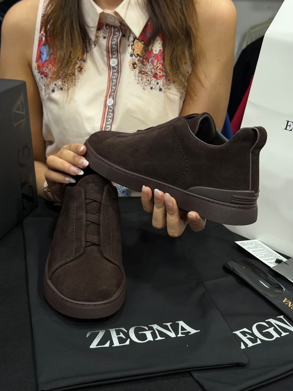 Zegna Triple Stitch 1:1 Grade Super Premium Suede Leather Sneaker Shoe