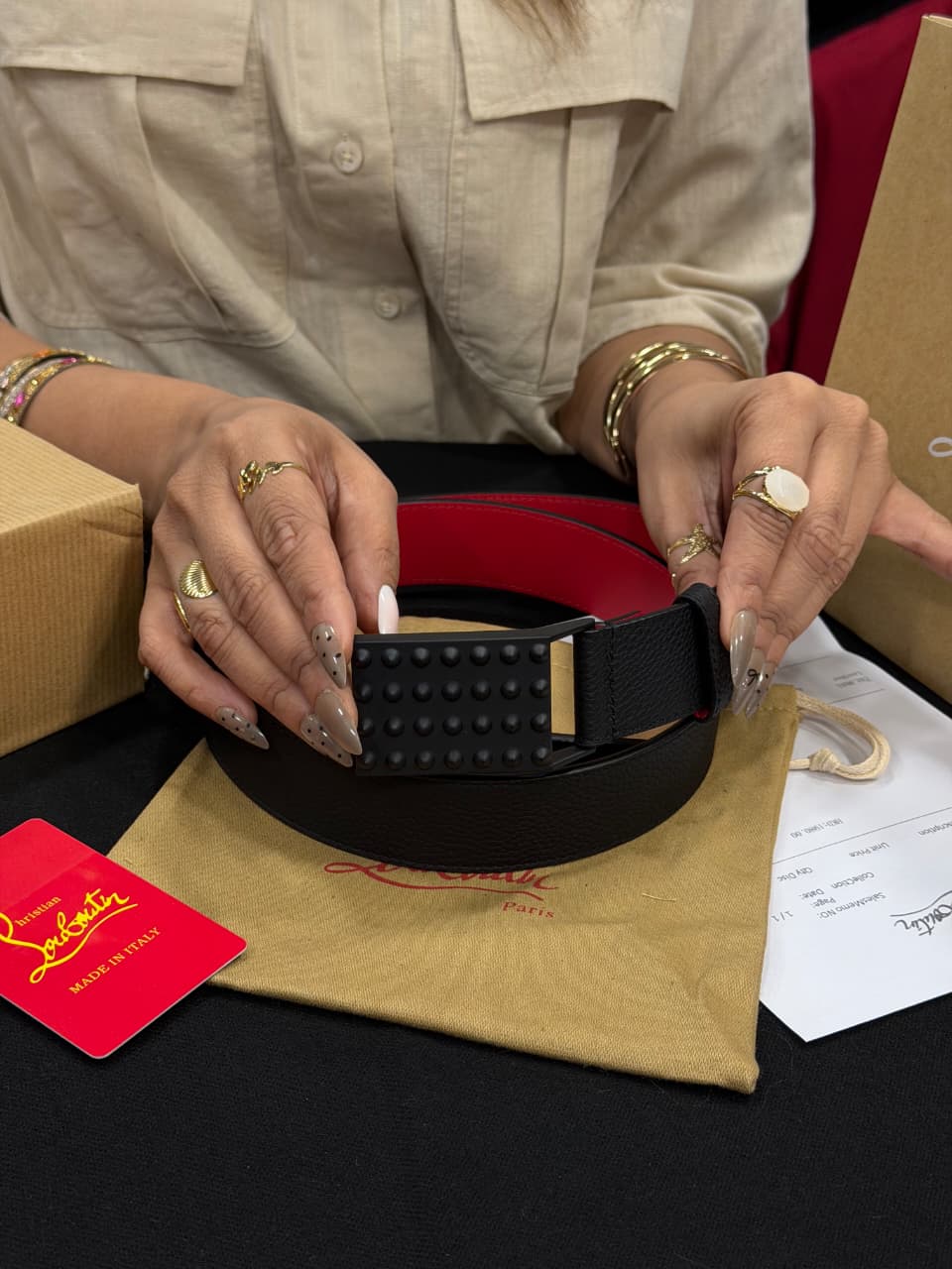 Christian Louboutin 1:1 Grade Genuine Leather Men' Belt with Complete Box Packaging