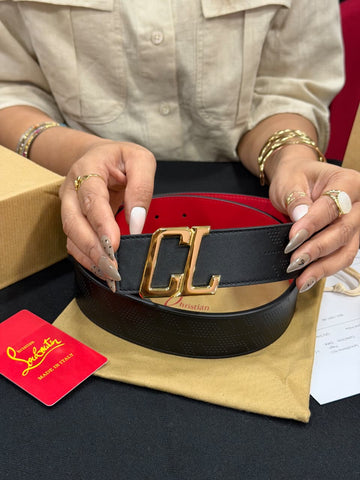 Christian Louboutin 1:1 Grade Genuine Leather Men' Belt with Complete Box Packaging