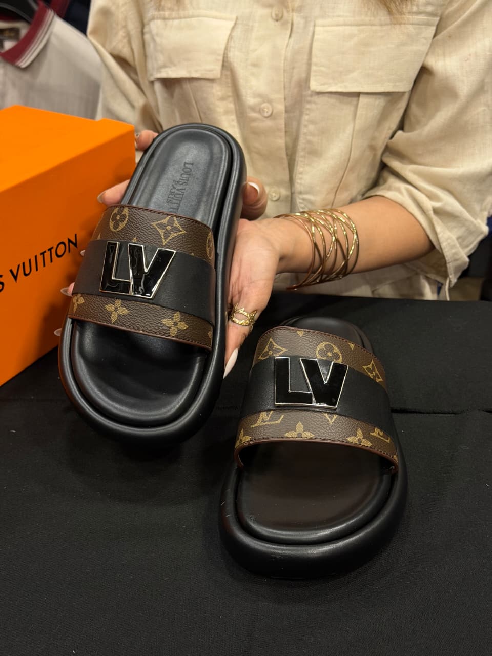 Louis Vuitton High End Slides with Box
