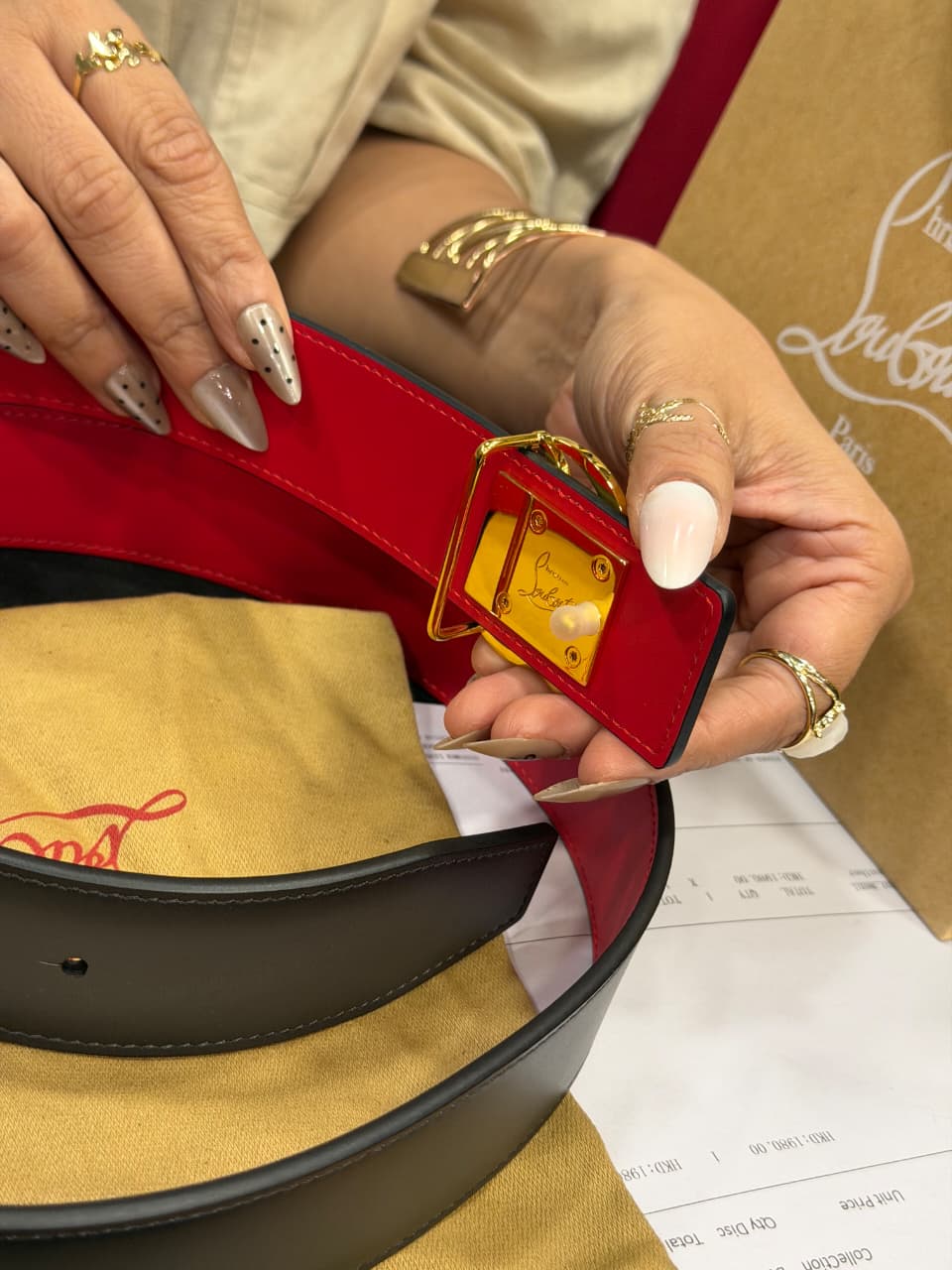 Christian Louboutin 1:1 Grade Genuine Leather Women's Belt with Complete Box Packaging