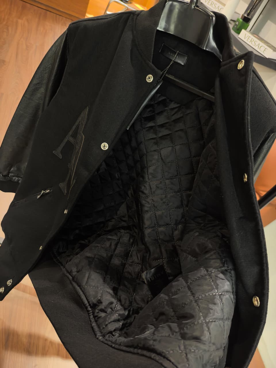Am-iri High End Real Leather Arms and Logos Varsity Jacket