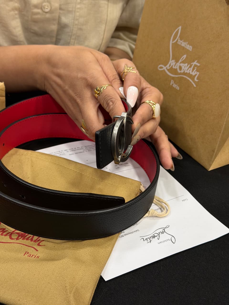 Christian Louboutin 1:1 Grade Genuine Leather Men' Belt with Complete Box Packaging