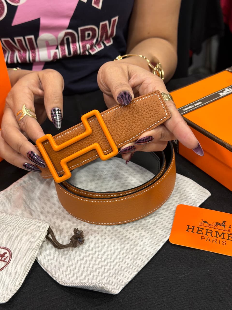 Hermes 1:1 Grade Genuine Leather Men's Belt with Complete Box Packaging