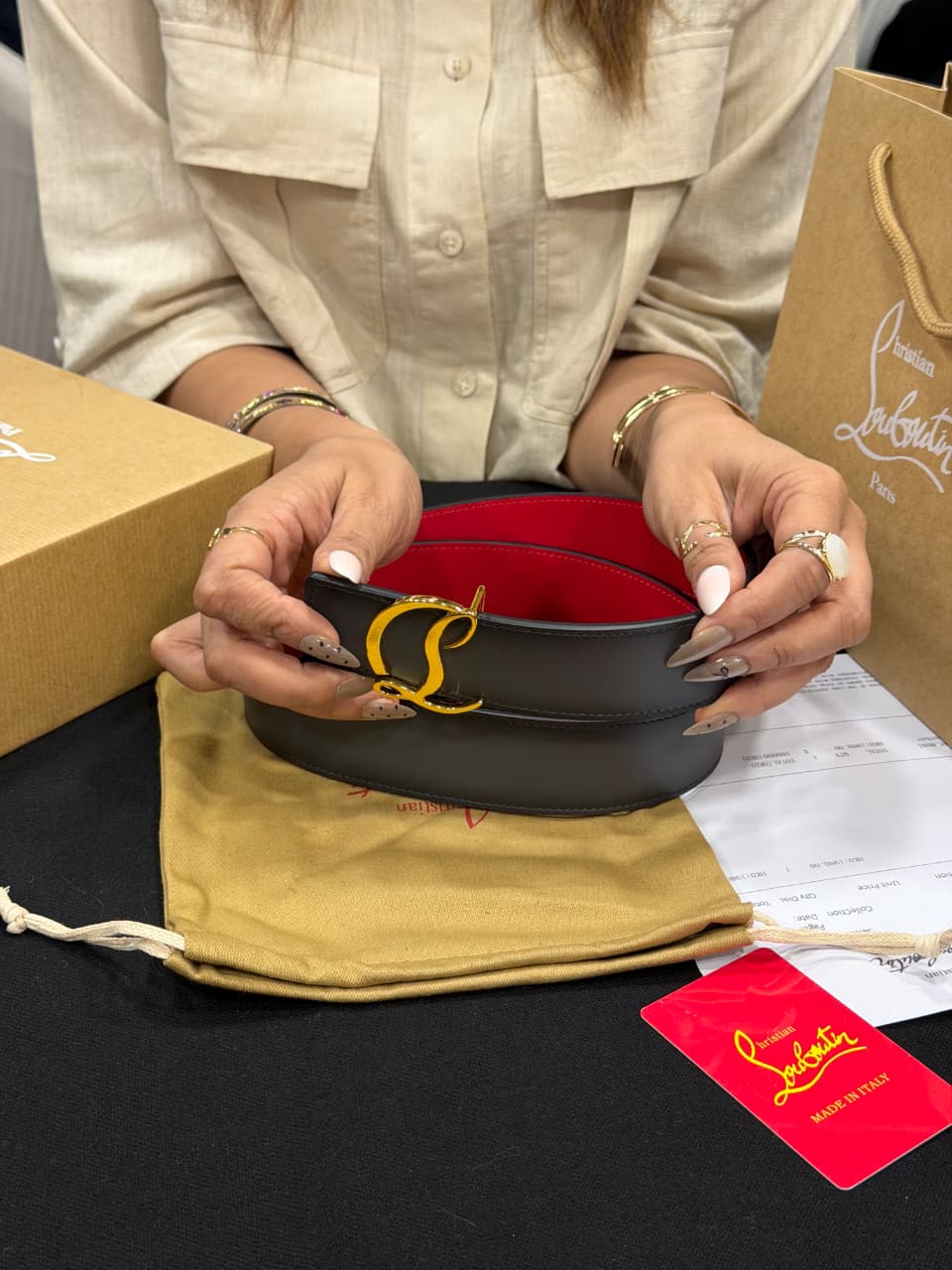 Christian Louboutin 1:1 Grade Genuine Leather Women's Belt with Complete Box Packaging