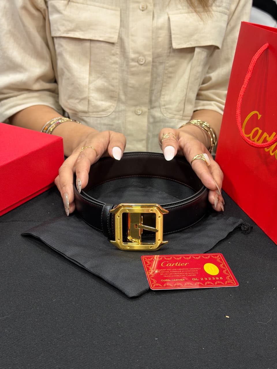 Cartier 1:1 Grade Genuine Leather Women's Belt with Complete Box Packaging