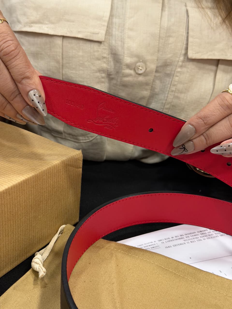 Christian Louboutin 1:1 Grade Genuine Leather Men' Belt with Complete Box Packaging