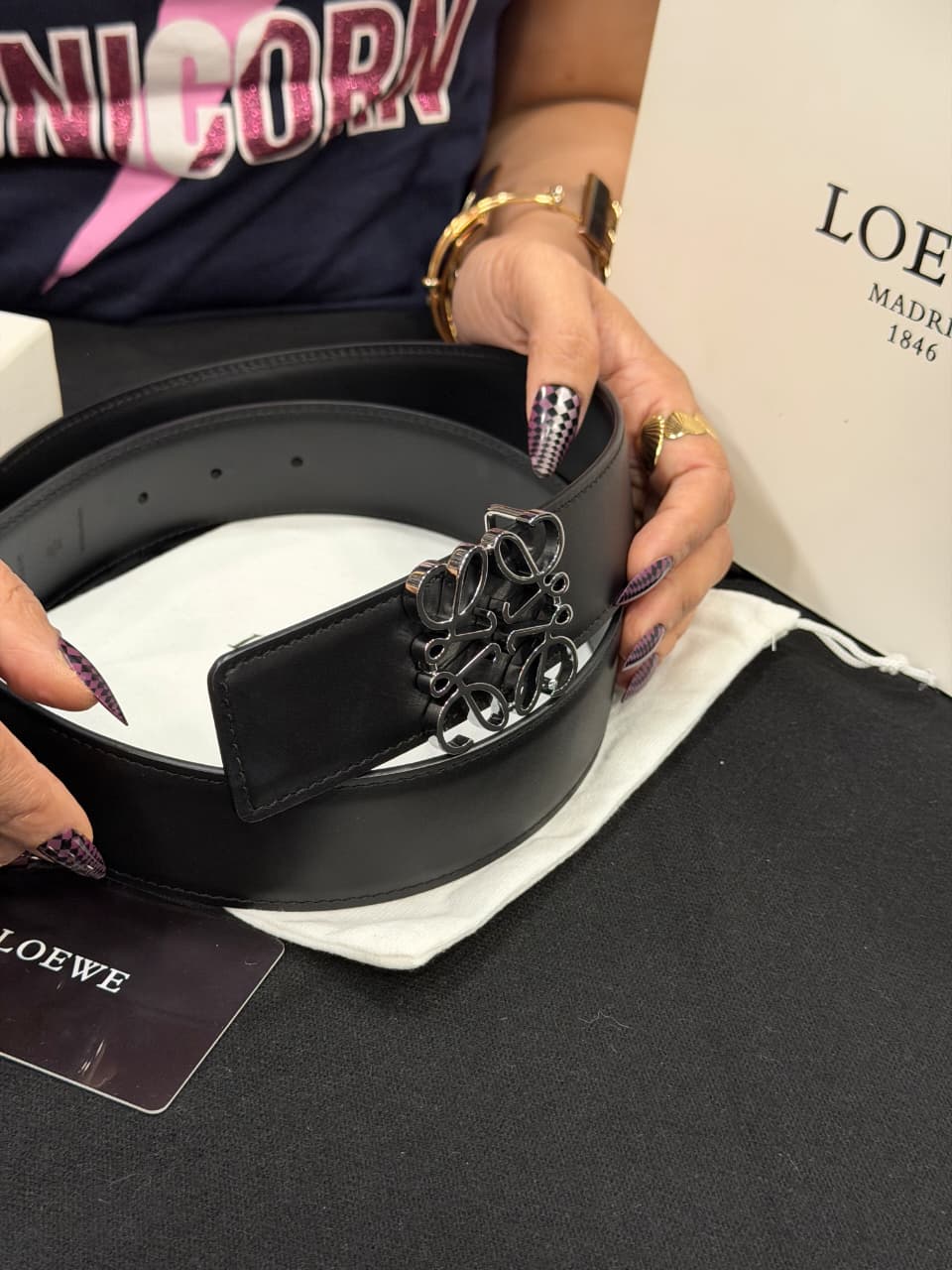 Loewe 1:1 Grade Genuine Leather Women's Belt with Complete Box Packaging