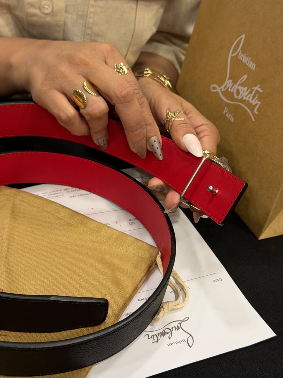 Christian Louboutin 1:1 Grade Genuine Leather Men' Belt with Complete Box Packaging