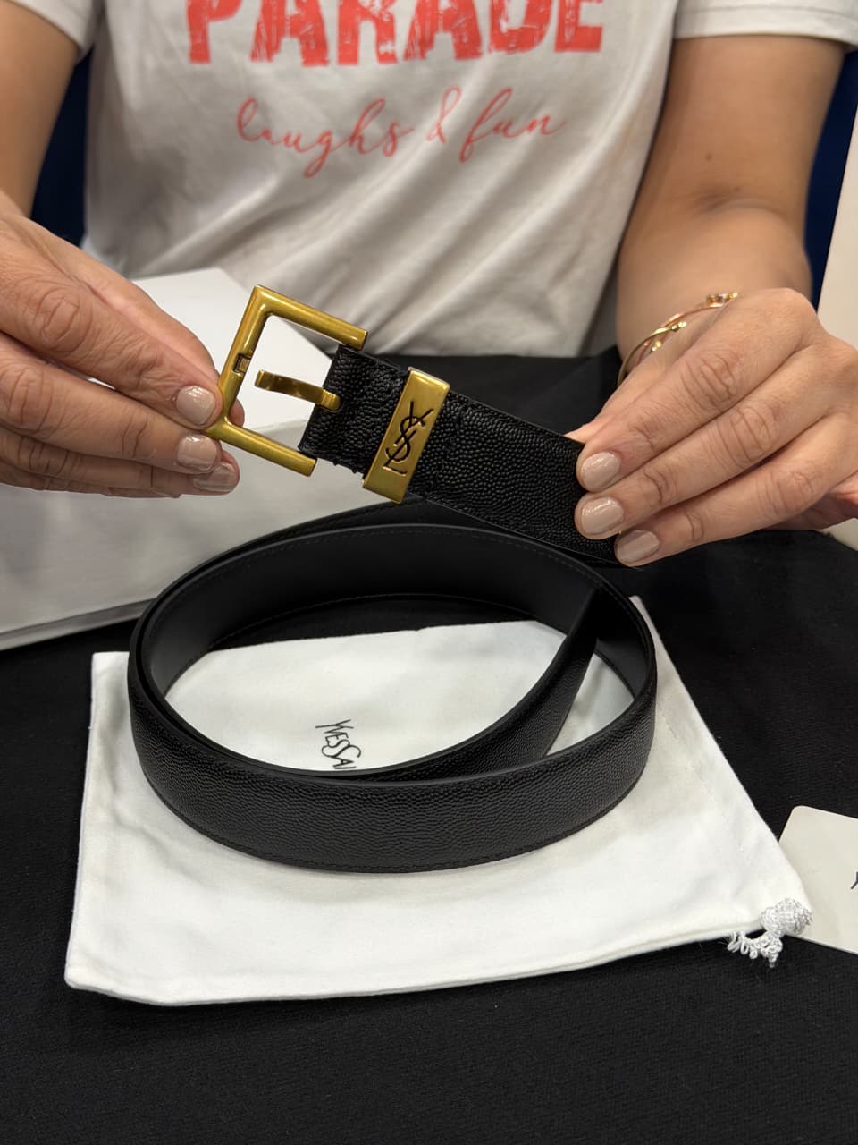 YSL 1:1 Grade Genuine Leather Women's Belt with Complete Box Packaging