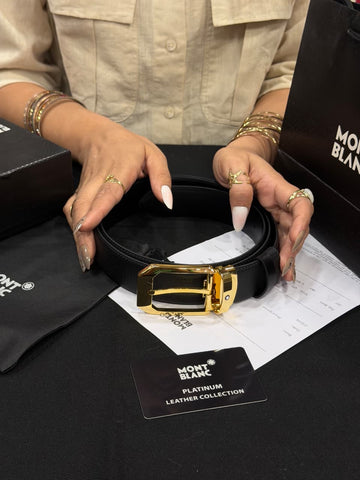 Mont Blanc 1:1 Grade Genuine Leather Women's Belt with Complete Box Packaging