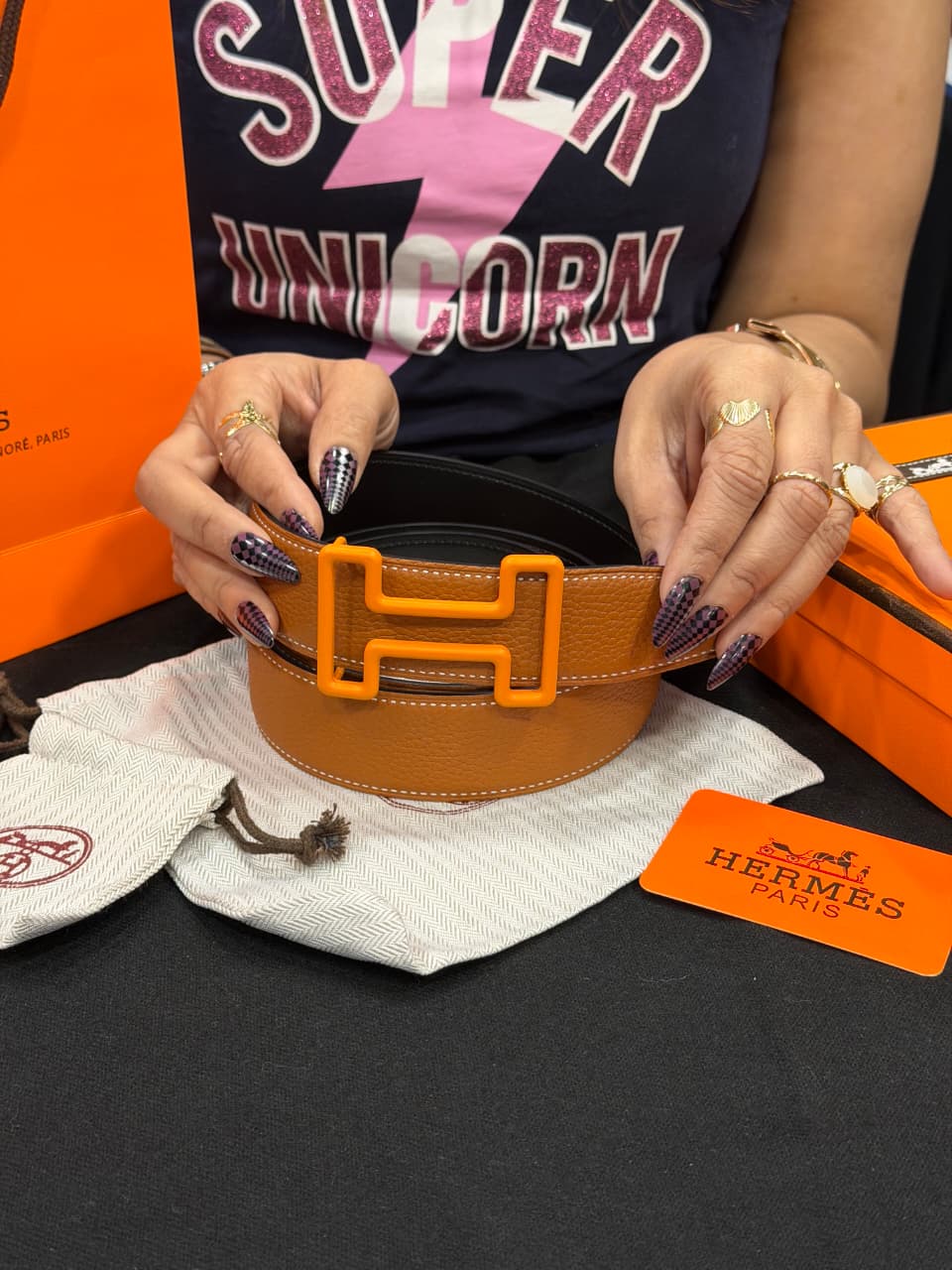 Hermes 1:1 Grade Genuine Leather Men's Belt with Complete Box Packaging