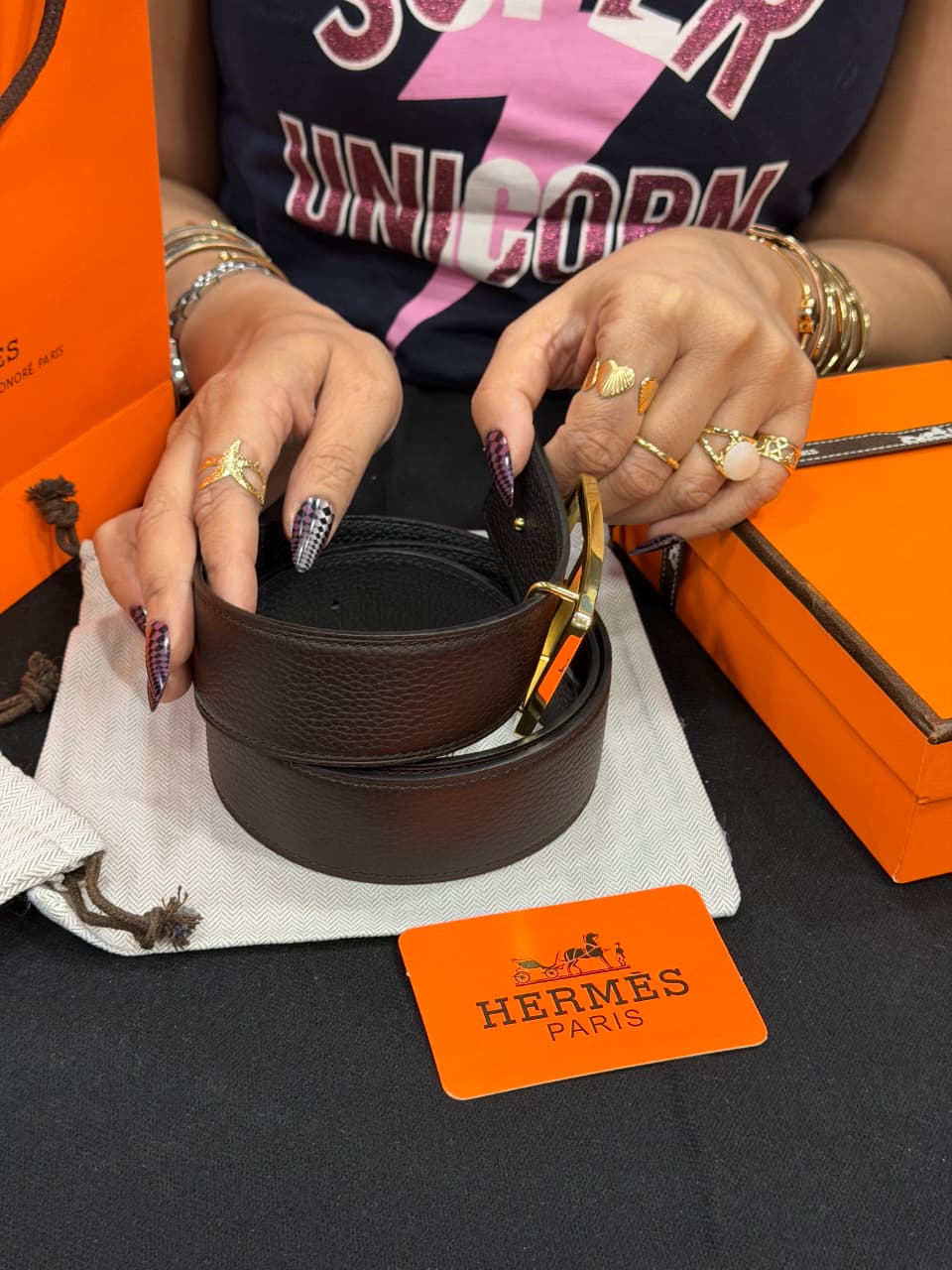 Hermes 1:1 Grade Genuine Leather Men's Belt with Complete Box Packaging