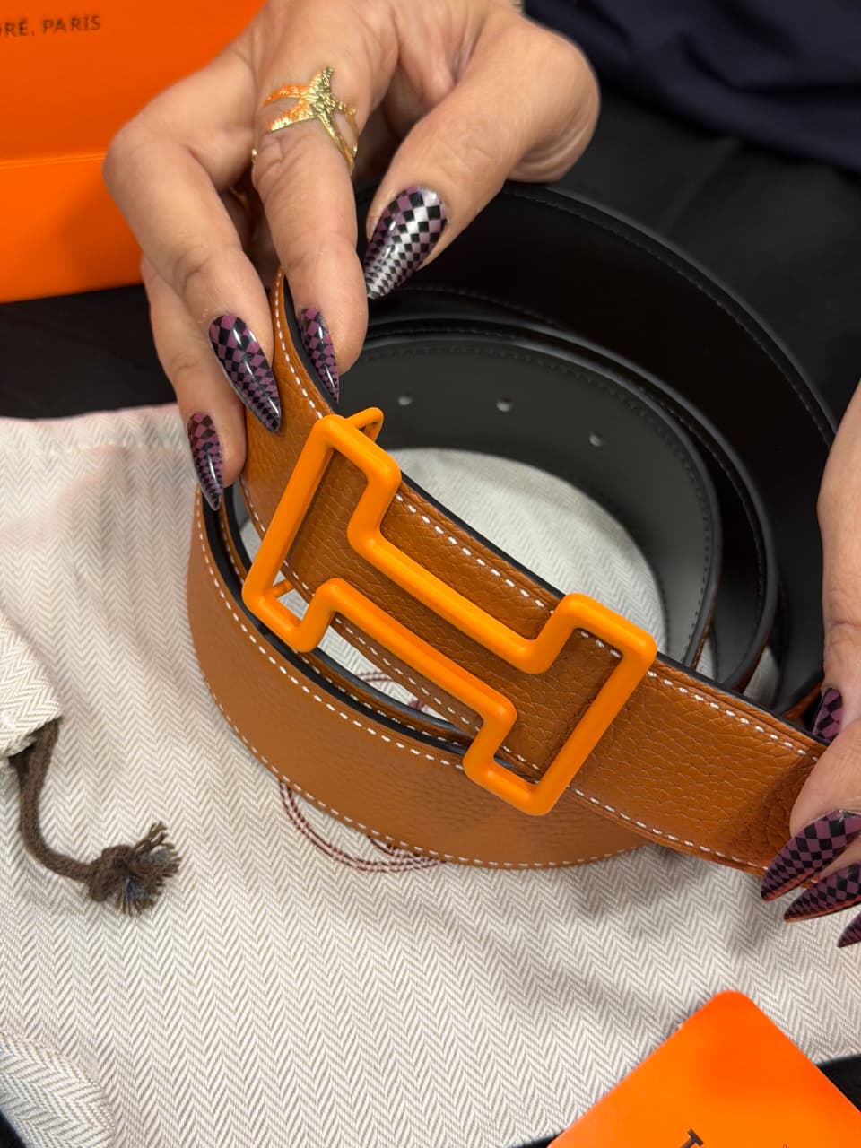Hermes 1:1 Grade Genuine Leather Men's Belt with Complete Box Packaging