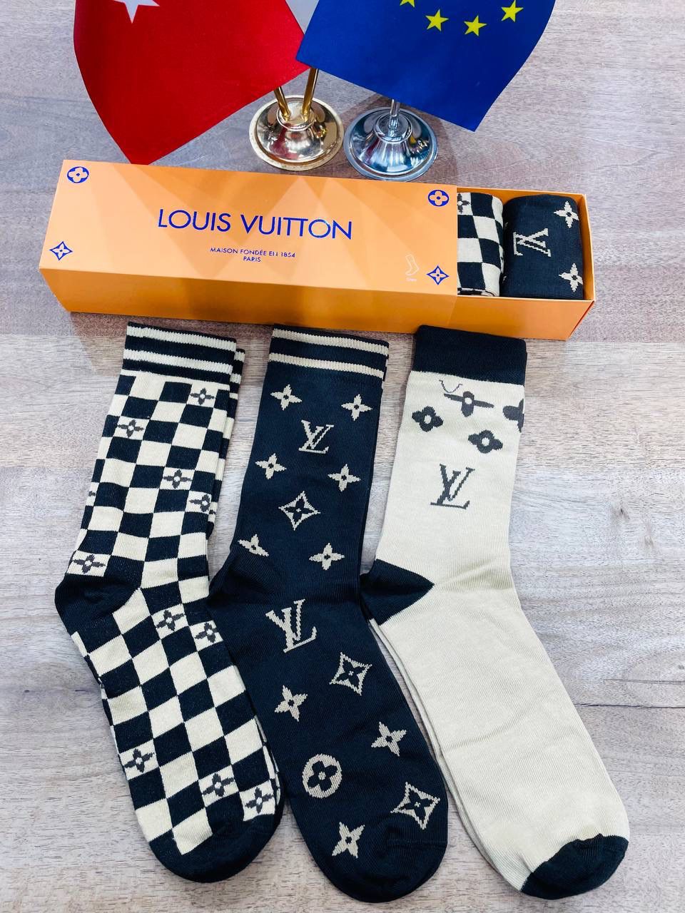 Louis Vuitton Scented Crew Socks- Pack of 6 - Made In Turkey