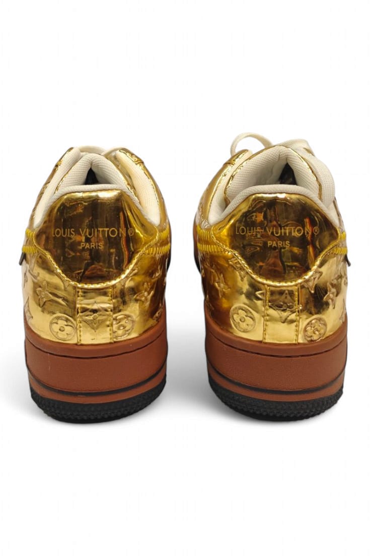 Louis Vuitton x Air Force 1 Low Metallic Gold Sneaker