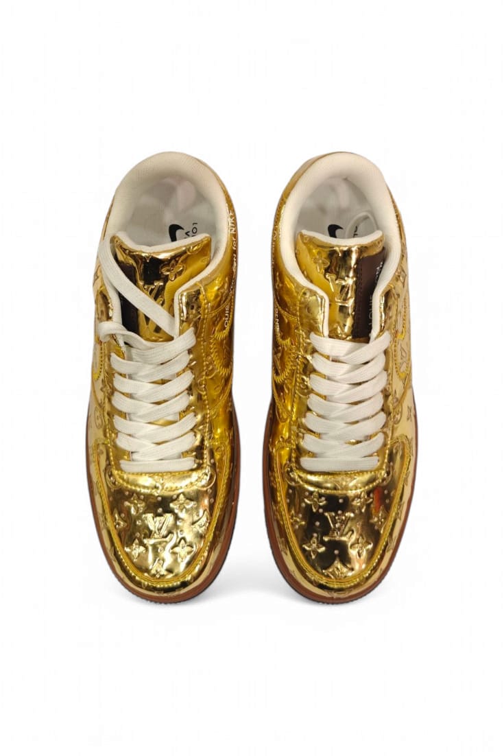 Louis Vuitton x Air Force 1 Low Metallic Gold Sneaker