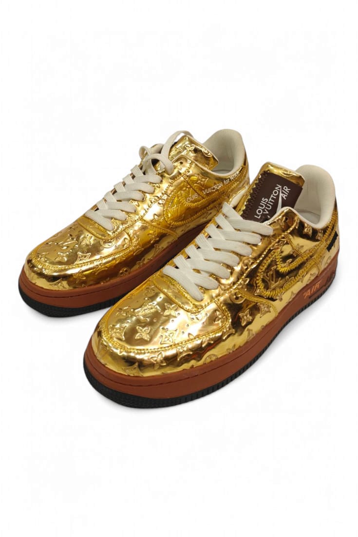 Louis Vuitton x Air Force 1 Low Metallic Gold Sneaker