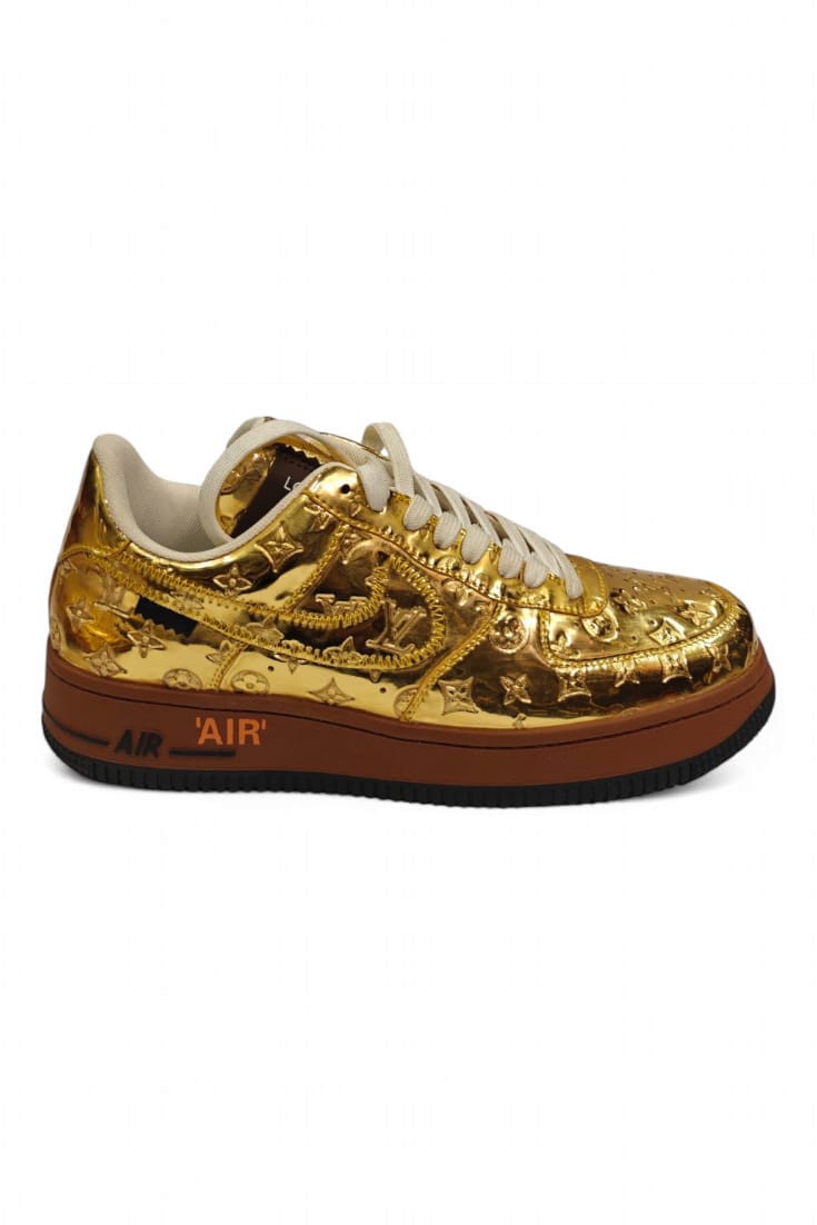 Louis Vuitton x Air Force 1 Low Metallic Gold Sneaker