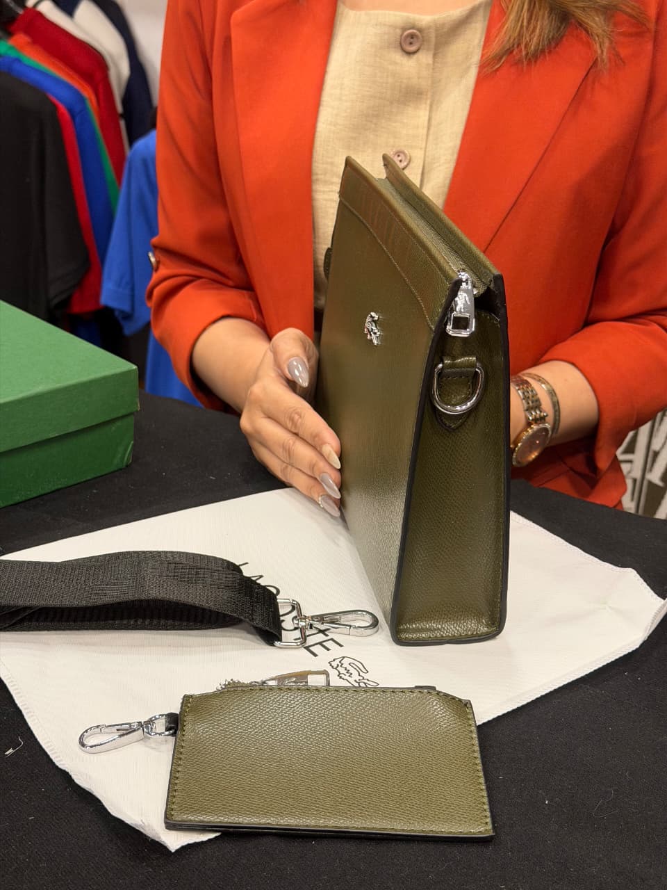 Lacoste Pochette with Strap & Mini Pouch Bag