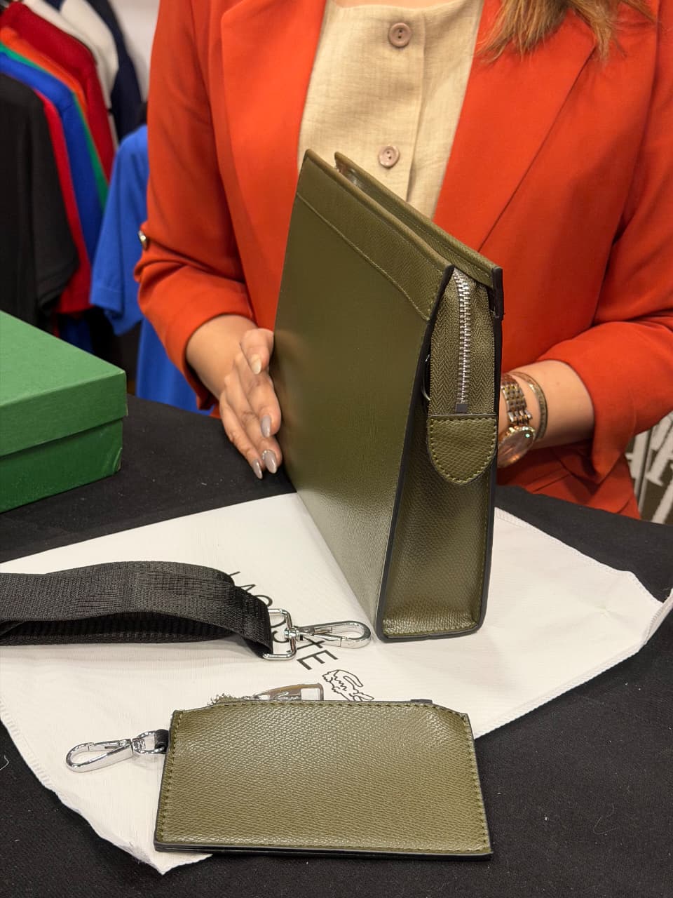 Lacoste Pochette with Strap & Mini Pouch Bag