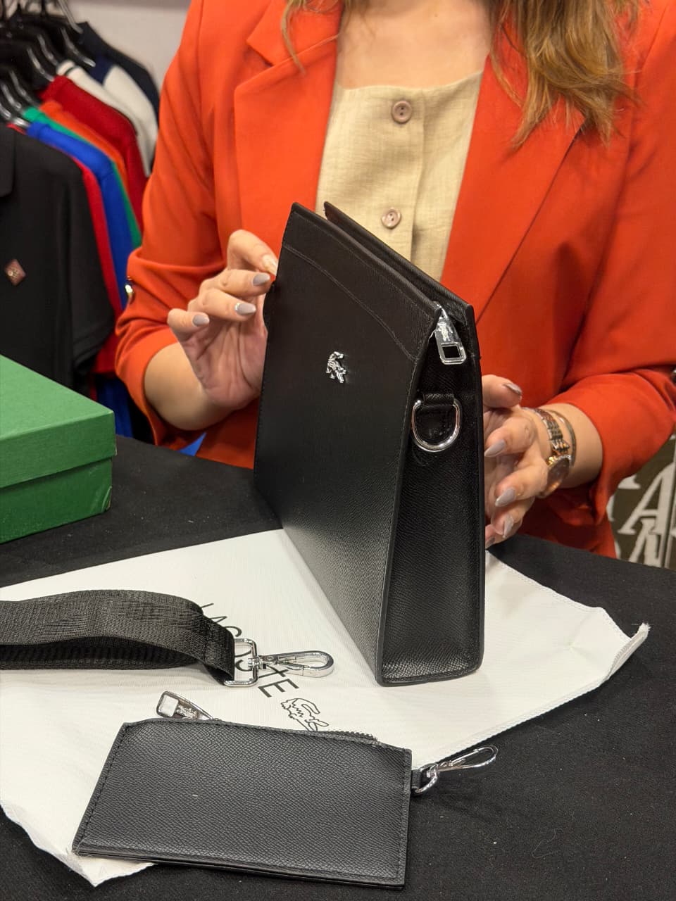 Lacoste Pochette with Strap & Mini Pouch Bag