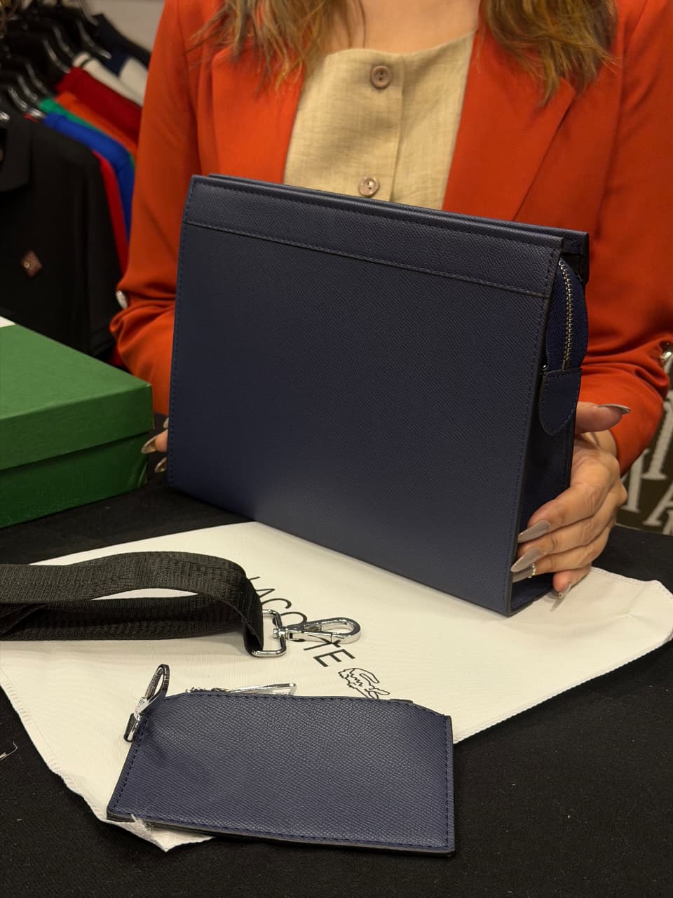 Lacoste Pochette with Strap & Mini Pouch Bag