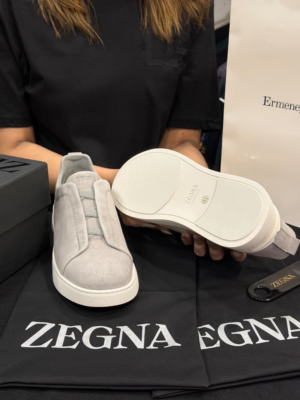 Zegna Triple Stitch 1:1 Grade Super Premium Suede Sneaker Shoe