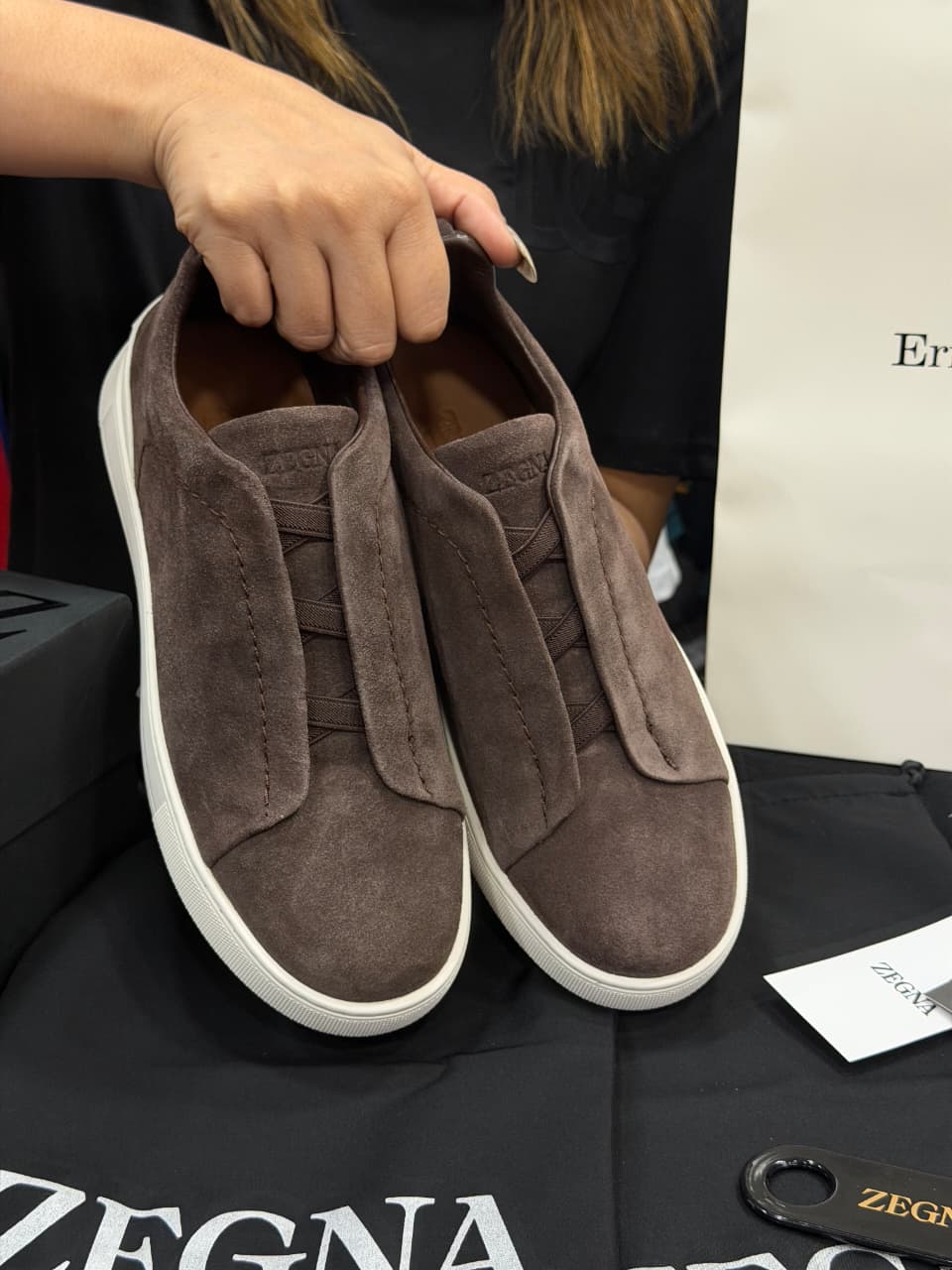 Zegna Triple Stitch 1:1 Grade Super Premium Suede Sneaker Shoe
