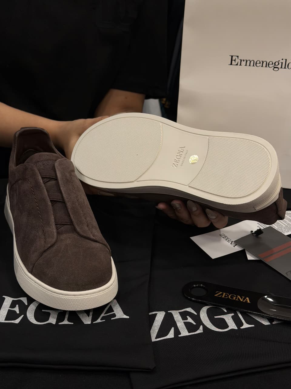 Zegna Triple Stitch 1:1 Grade Super Premium Suede Sneaker Shoe