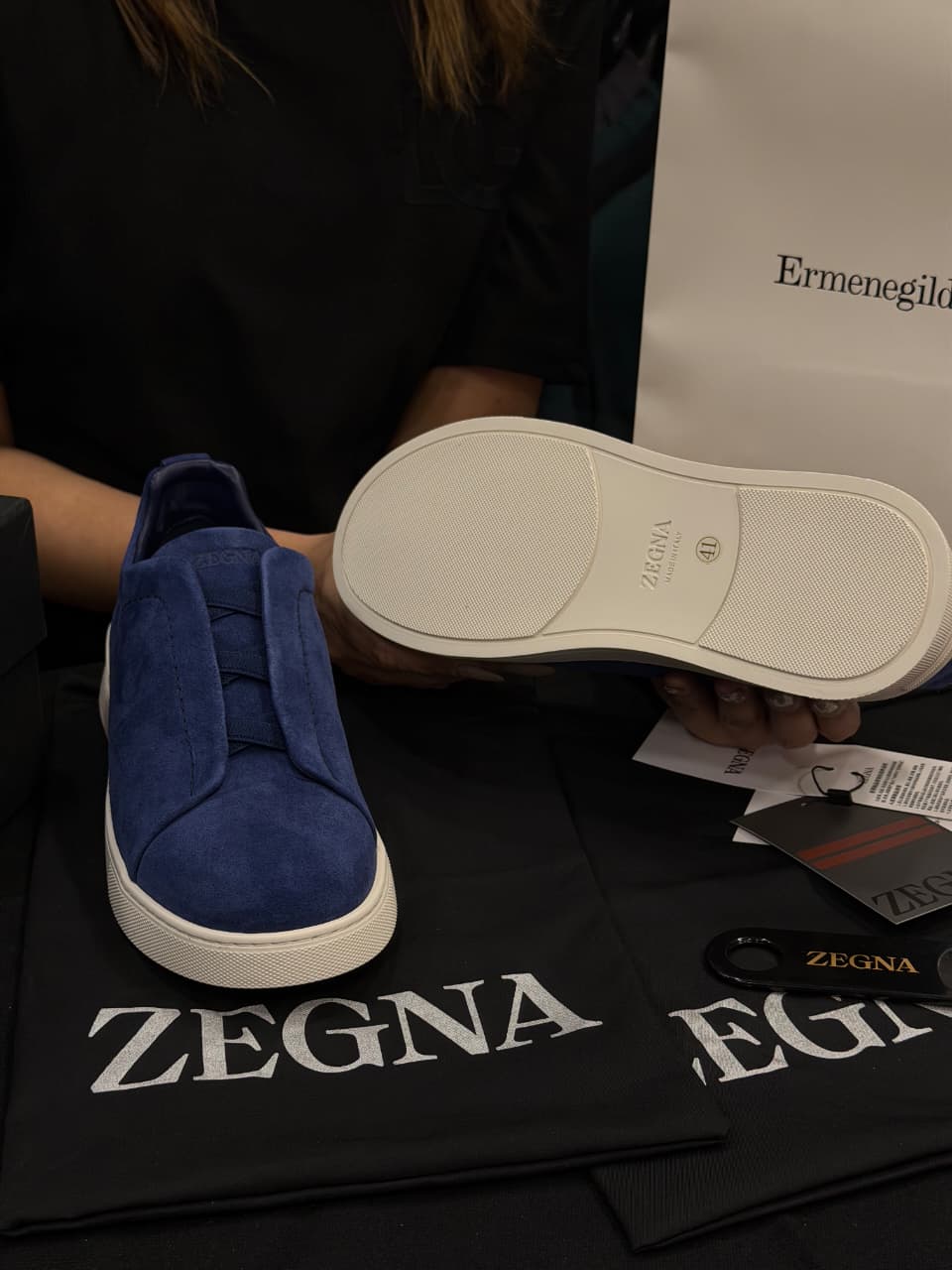 Zegna Triple Stitch 1:1 Grade Super Premium Suede Sneaker Shoe