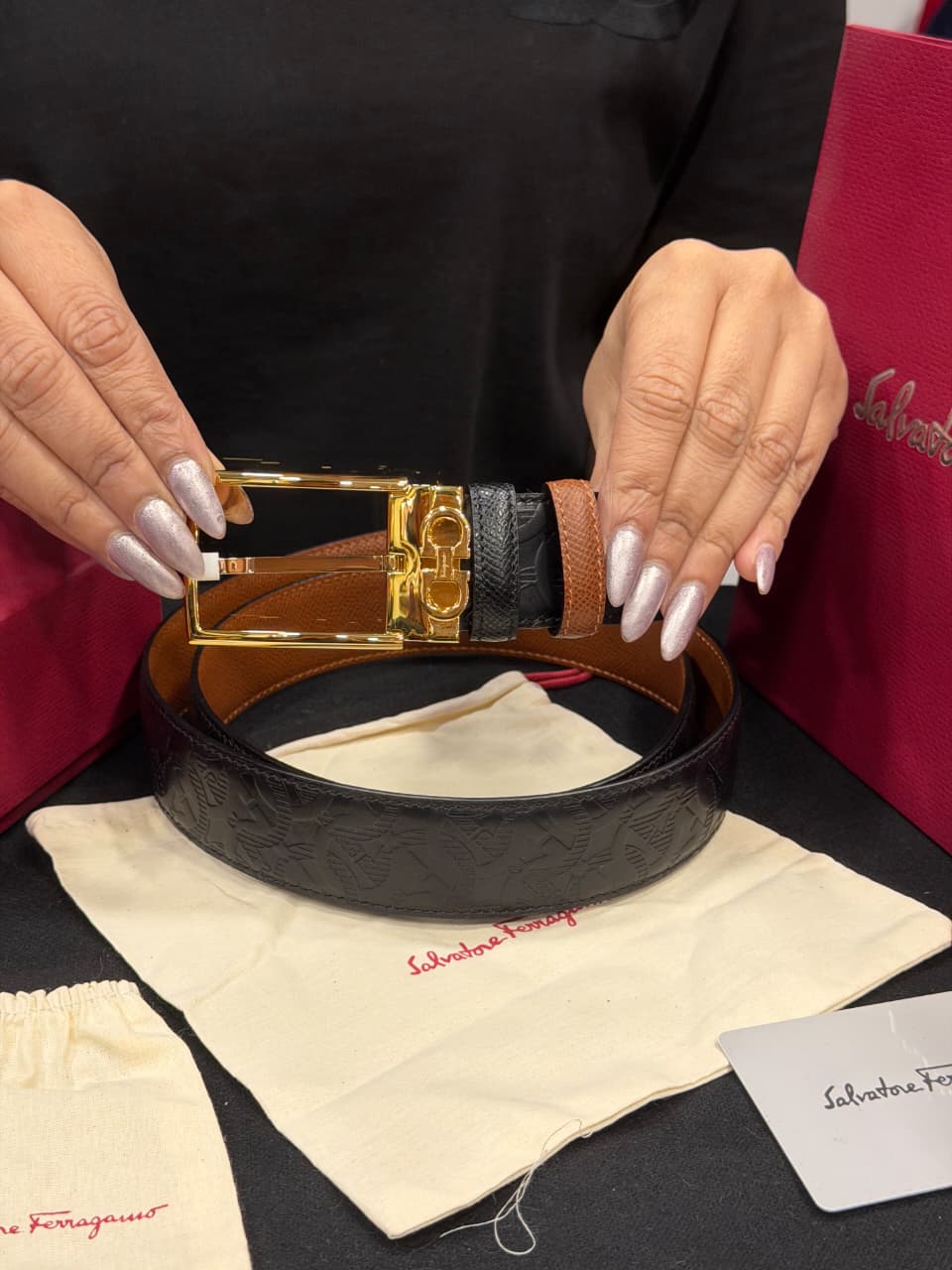 Salvatore Ferragamo 1:1 Grade Genuine Leather Belt with Full Packaging