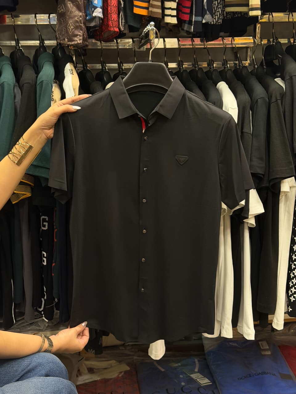 Prada Stretchable Dri Fit Button Half Sleeve Shirt