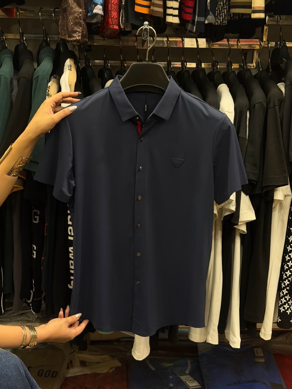 Prada Stretchable Dri Fit Button Half Sleeve Shirt