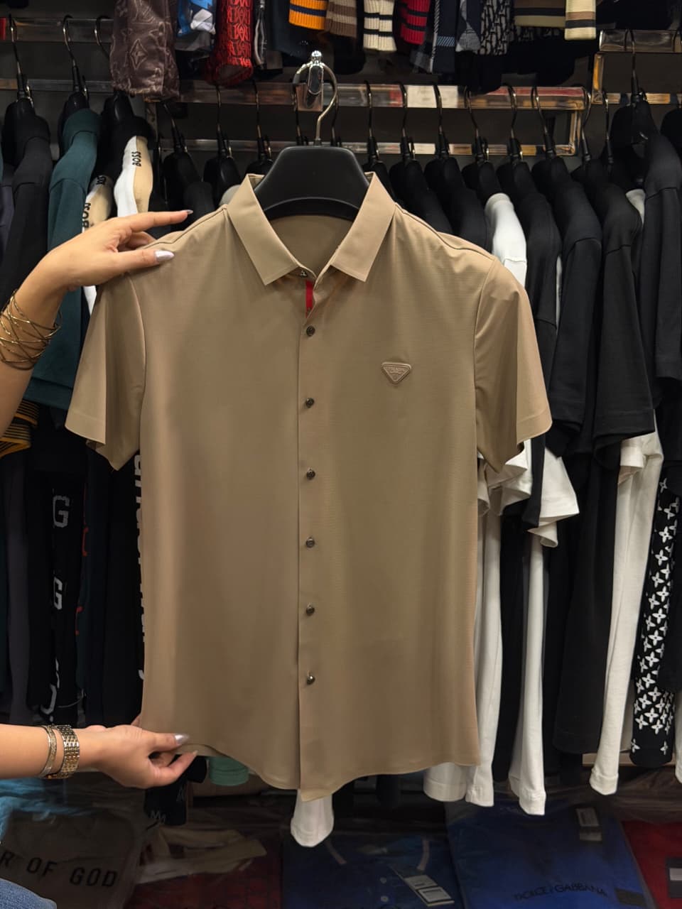 Prada Stretchable Dri Fit Button Half Sleeve Shirt