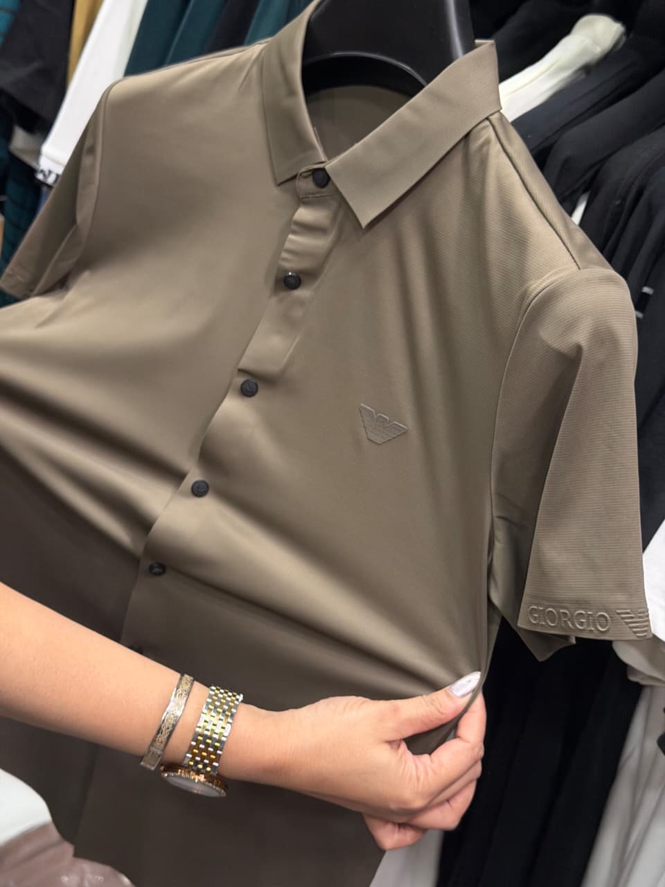 Armani Stretchable Dri Fit Button Half Sleeve Shirt