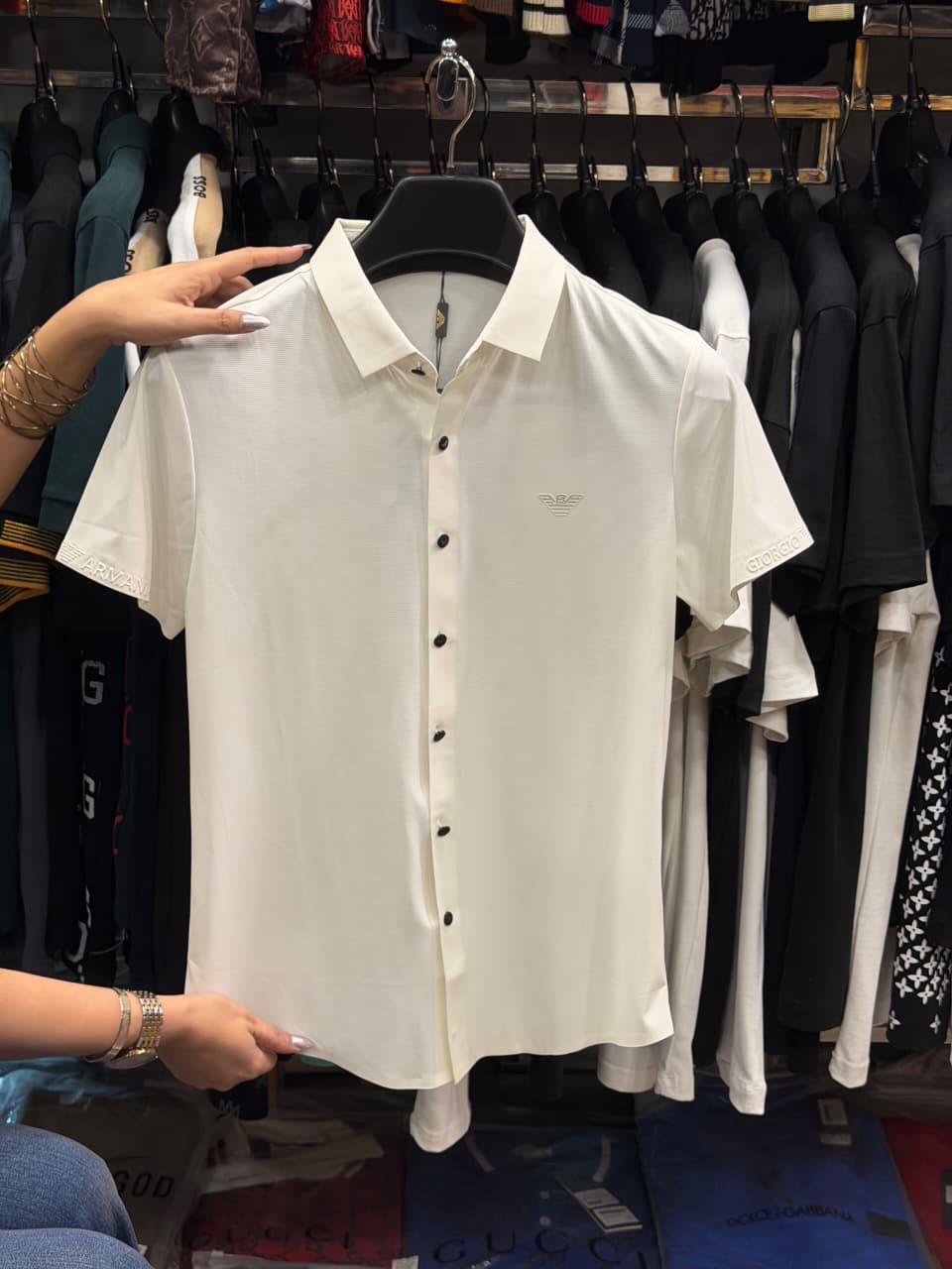 Armani Stretchable Dri Fit Button Half Sleeve Shirt
