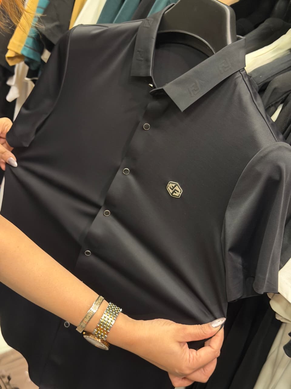 Fendi Stretchable Dri Fit Button Half Sleeve Shirt
