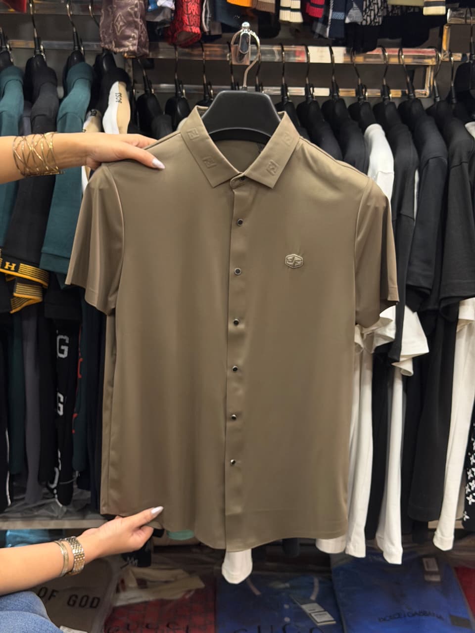 Fendi Stretchable Dri Fit Button Half Sleeve Shirt