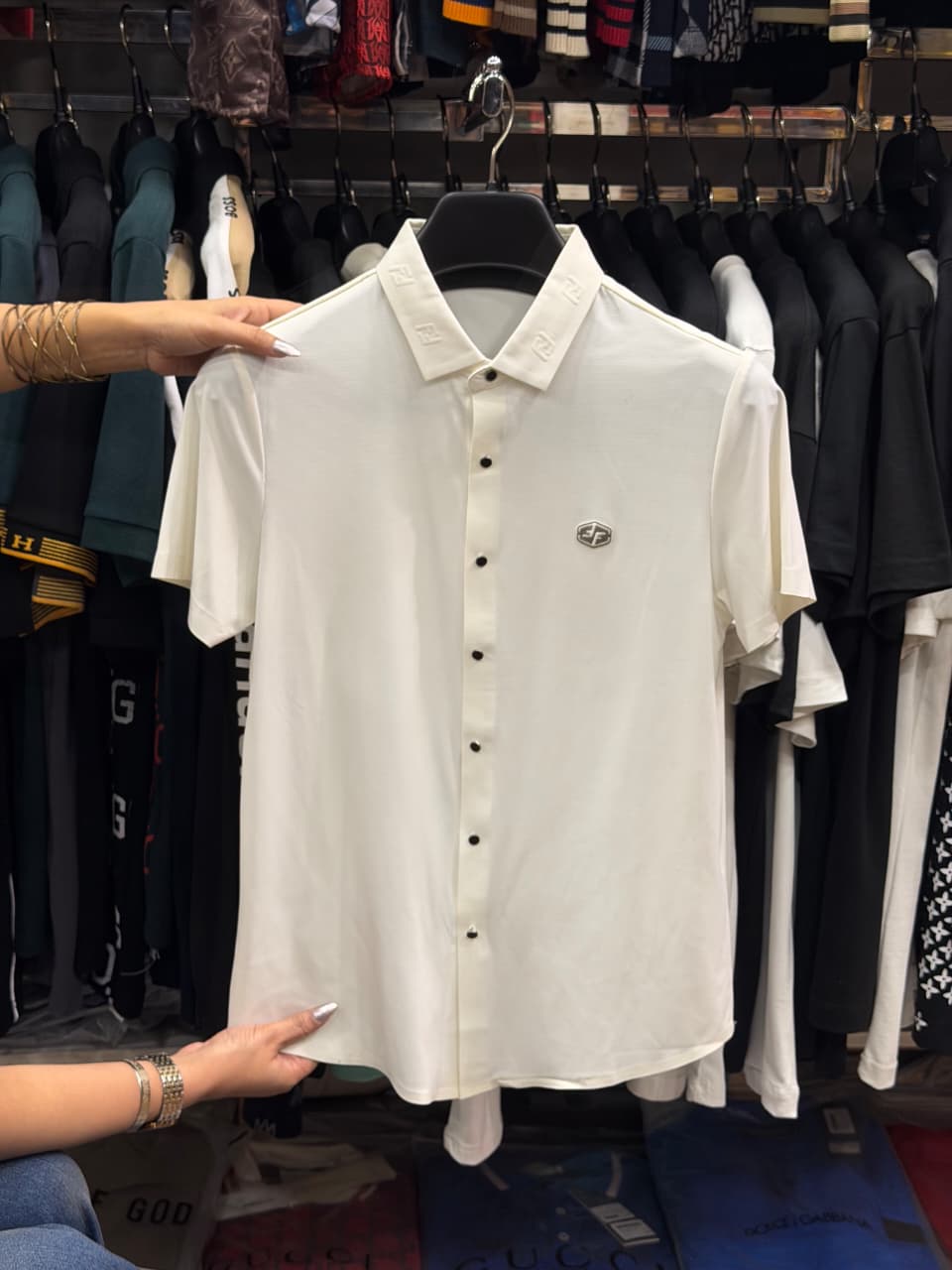 Fendi Stretchable Dri Fit Button Half Sleeve Shirt
