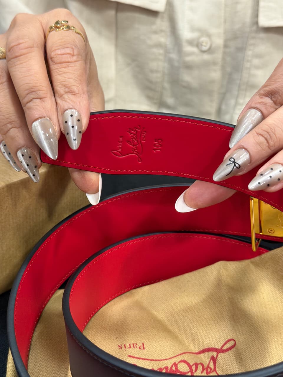 Christian Louboutin 1:1 Grade Genuine Leather Women's Belt with Complete Box Packaging