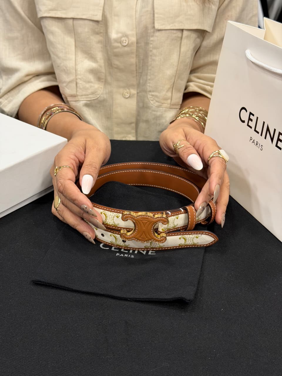 Celine 1:1 Grade Genuine Leather Women's Belt with Complete Box Packaging