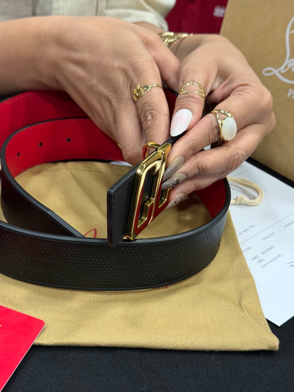 Christian Louboutin 1:1 Grade Genuine Leather Men' Belt with Complete Box Packaging