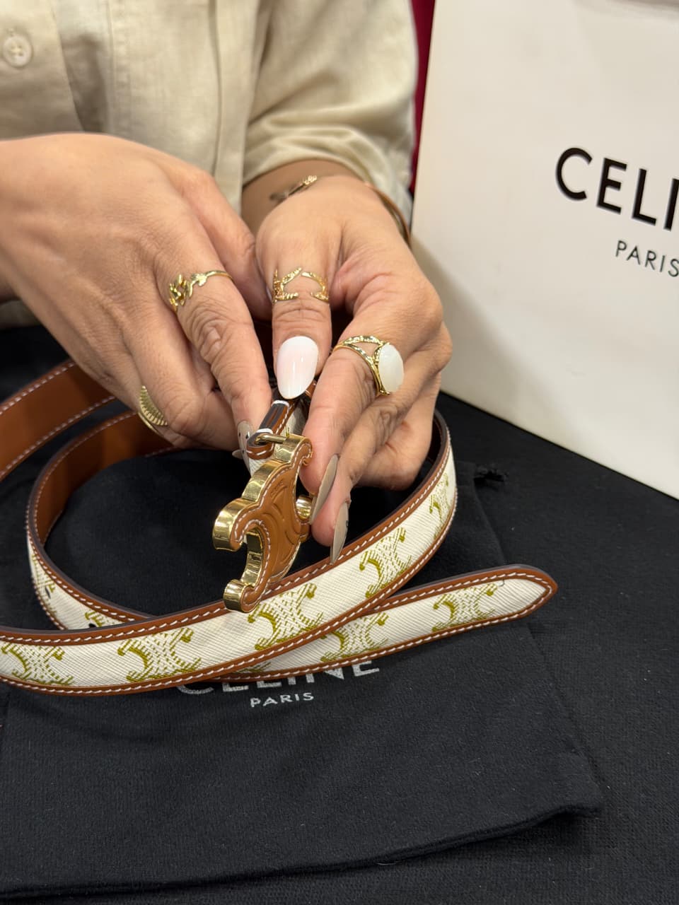 Celine 1:1 Grade Genuine Leather Women's Belt with Complete Box Packaging