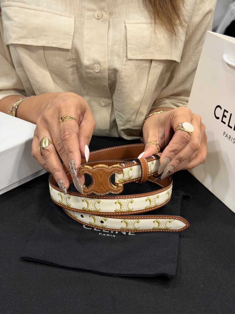 Celine 1:1 Grade Genuine Leather Women's Belt with Complete Box Packaging